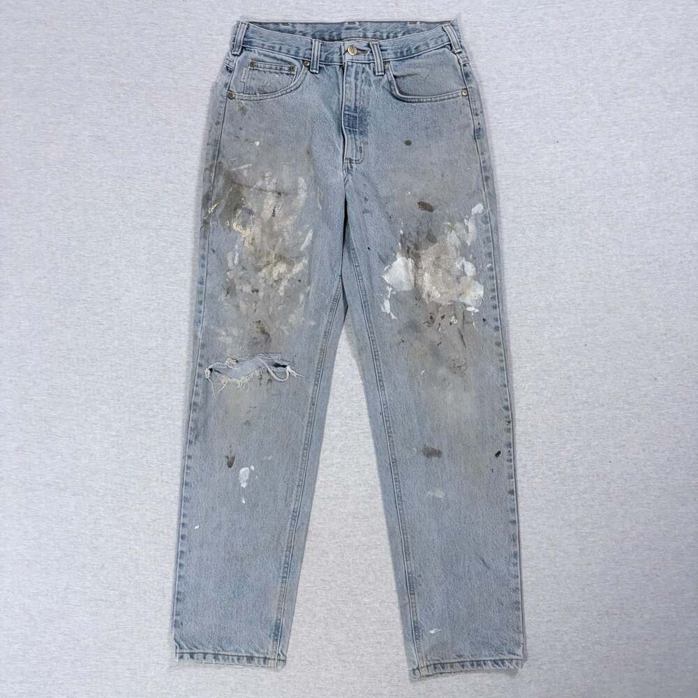 Carhartt B17-STW Relaxed Fit Light Wash Paint Splattered Distressed Jeans 32x32